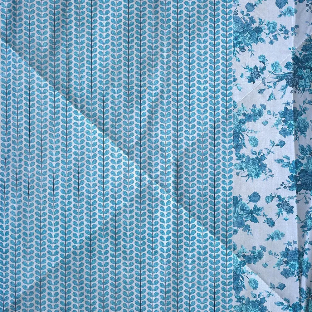 Swayam Blue Serene Floral Pattern Pure Cotton Double Bed Comforter