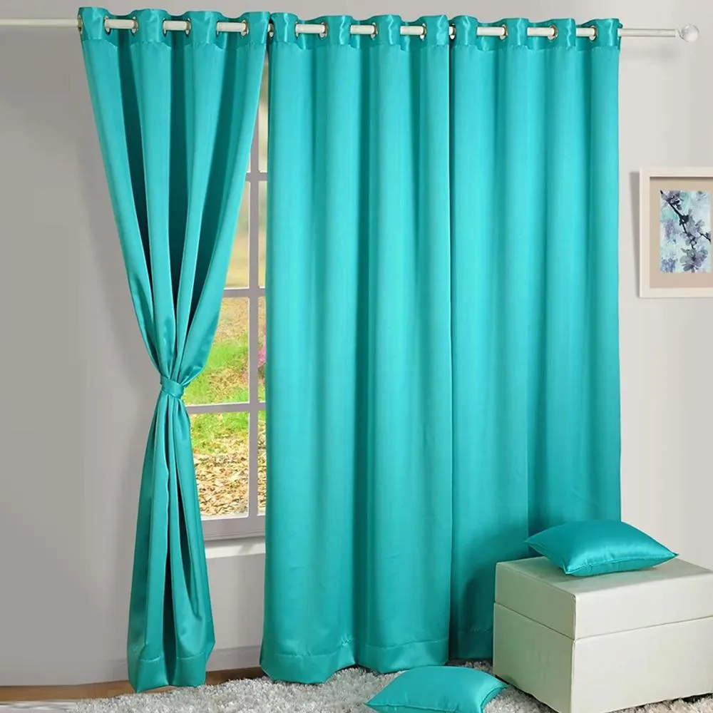 Swayam Blue Solid Blackout Eyelet Window Curtain