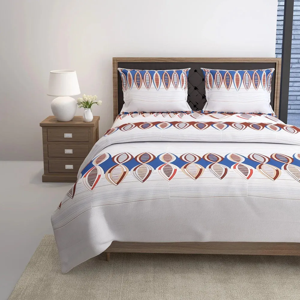 Swayam Blue Tribal Motif Blended Cotton Double Bed Comforter