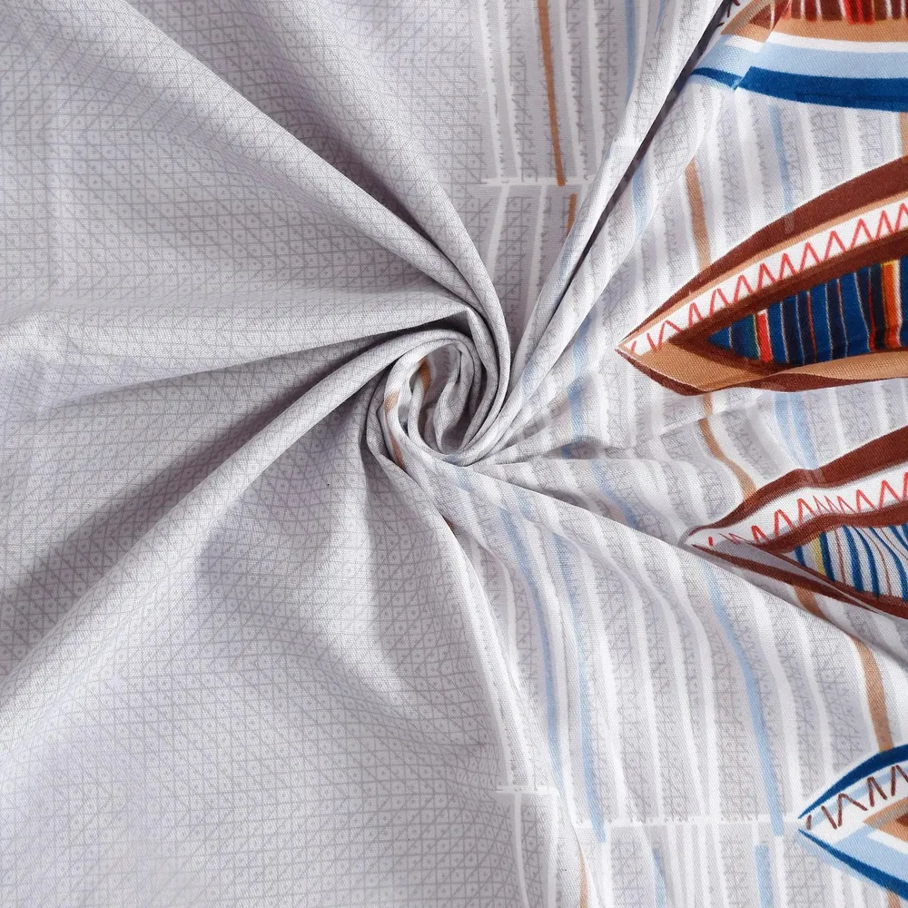 Swayam Blue Tribal Motif Blended Cotton Double Bed Comforter