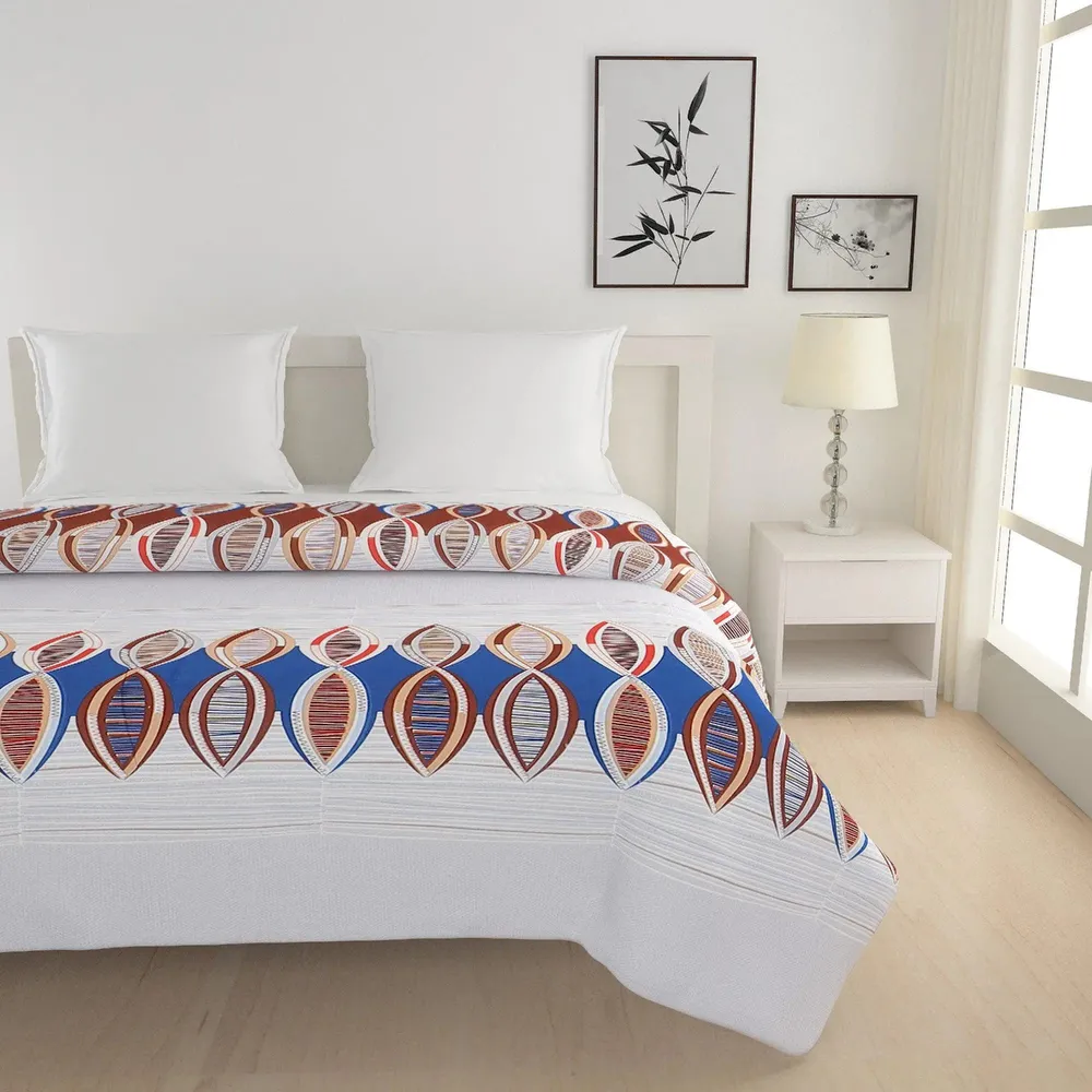 Swayam Blue Tribal Motif Blended Cotton Heavy Double Bed Comforter