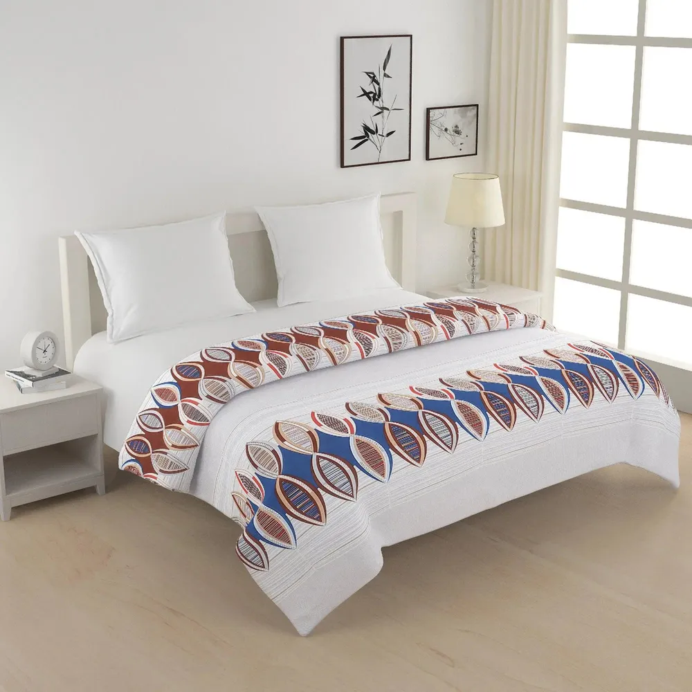 Swayam Blue Tribal Motif Blended Cotton Heavy Double Bed Comforter