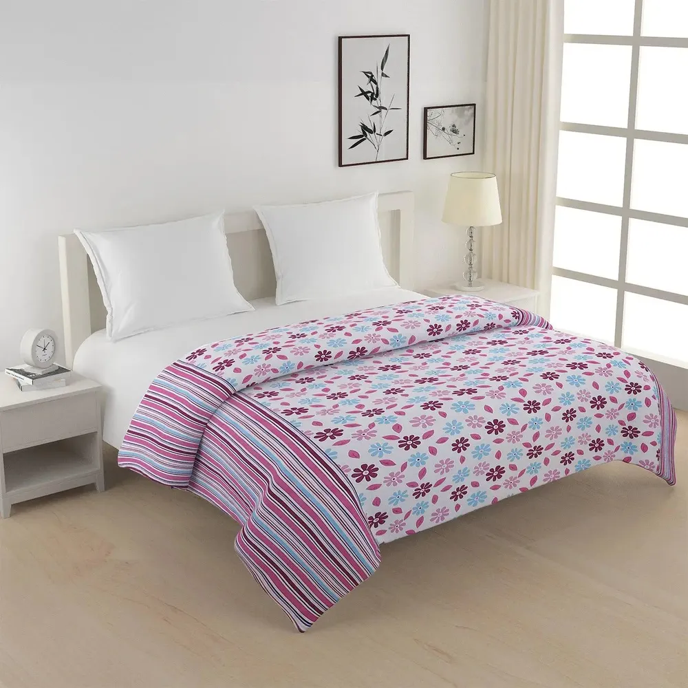Swayam Brown & Pink Floral Printed Pure Cotton Double Bed Comforter