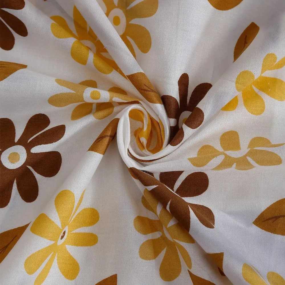 Swayam Brown & Yellow Floral Printed Pure Cotton Double Bed Comforter