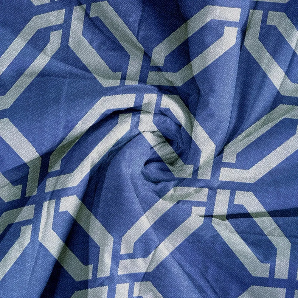 Swayam Chevron Motif Washed Blue Blended Cotton Heavy Double Bed Comforter