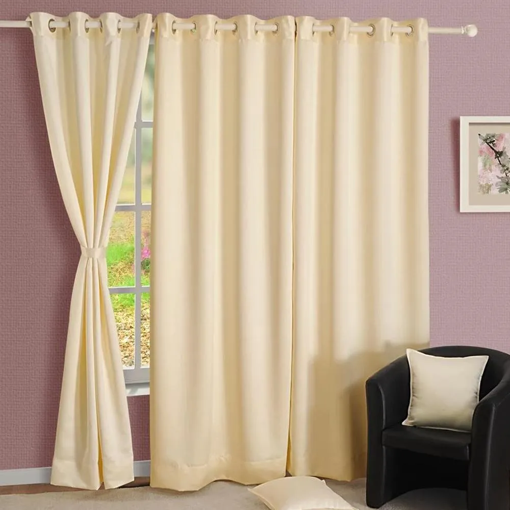 Swayam Cream Solid Blackout Eyelet Door Curtain Regular Size Door Curtains