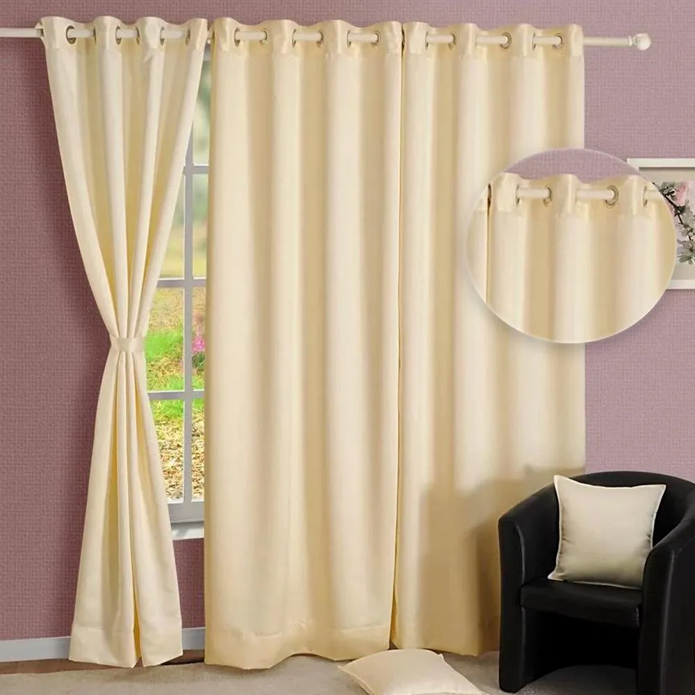 Swayam Cream Solid Blackout Eyelet Door Curtain Regular Size Door Curtains