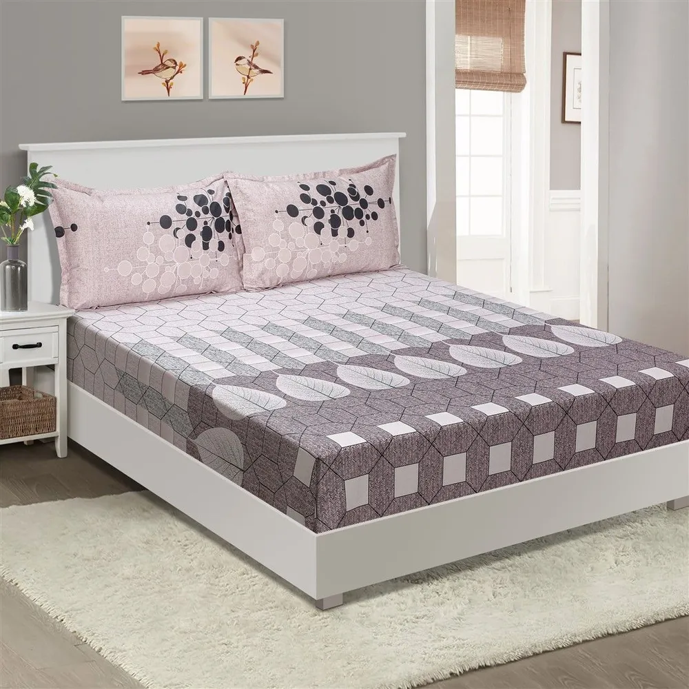 Swayam Dove Geometric Print Zinnia Bedding Set