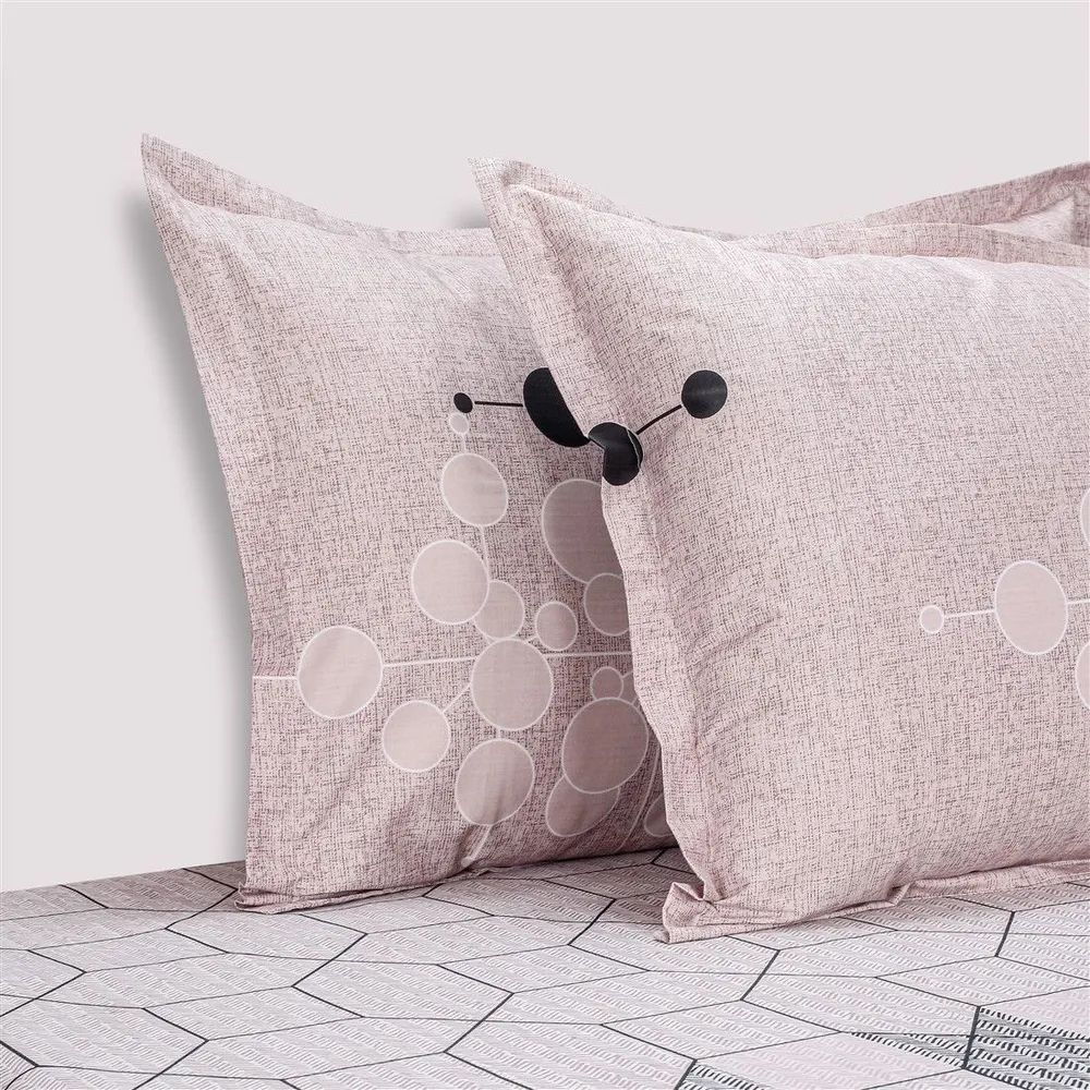 Swayam Dove Geometric Print Zinnia Double Bedsheet with 2 pillow covers Double Bedsheet (90 x 108 Inches)