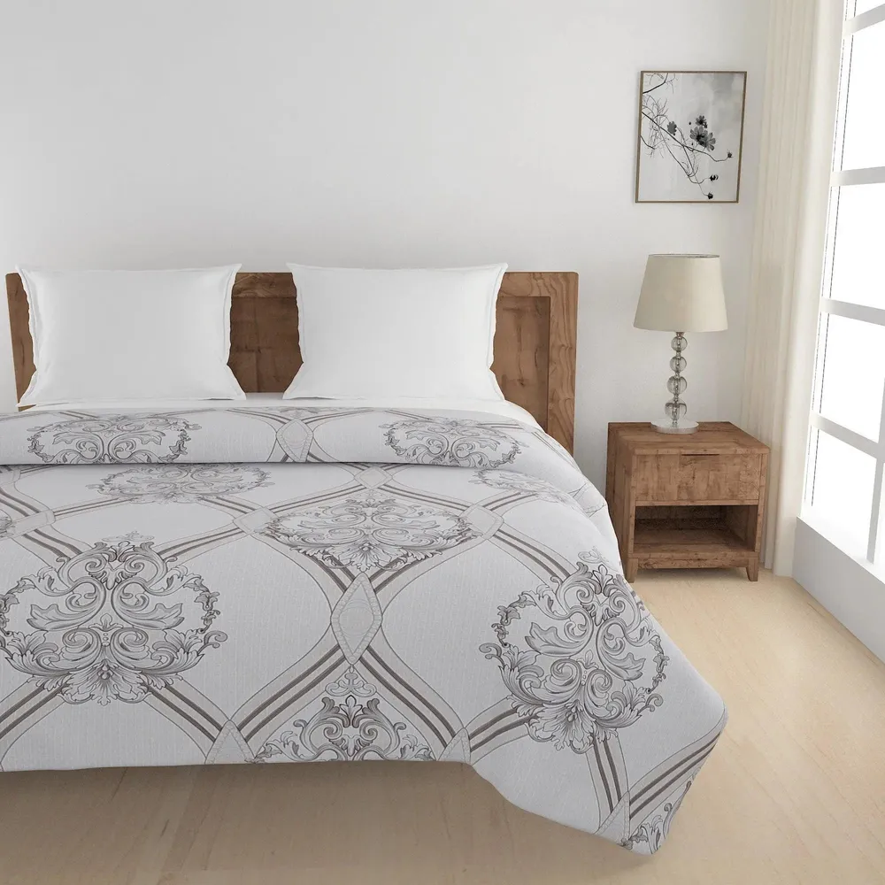 Swayam Ethnic Motif Brown & White Blended Cotton Double Bed Comforter