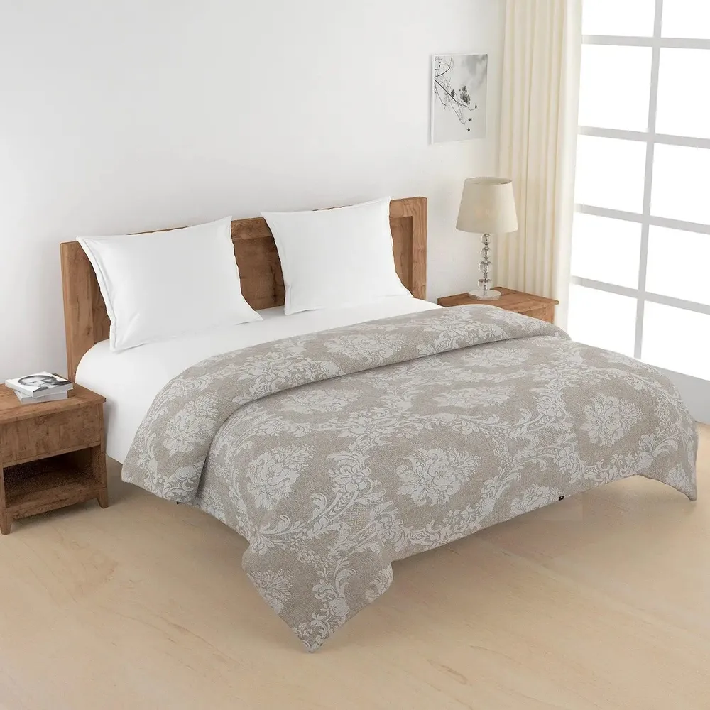 Swayam Ethnic Motif Design 150 GSM Pure Cotton Double Size AC Comforter , Brown and White