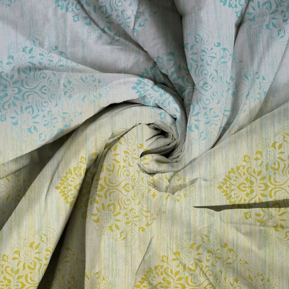 Swayam Ethnic Motif Design 150 GSM Pure Cotton Double Size AC Comforter , Green and Yellow