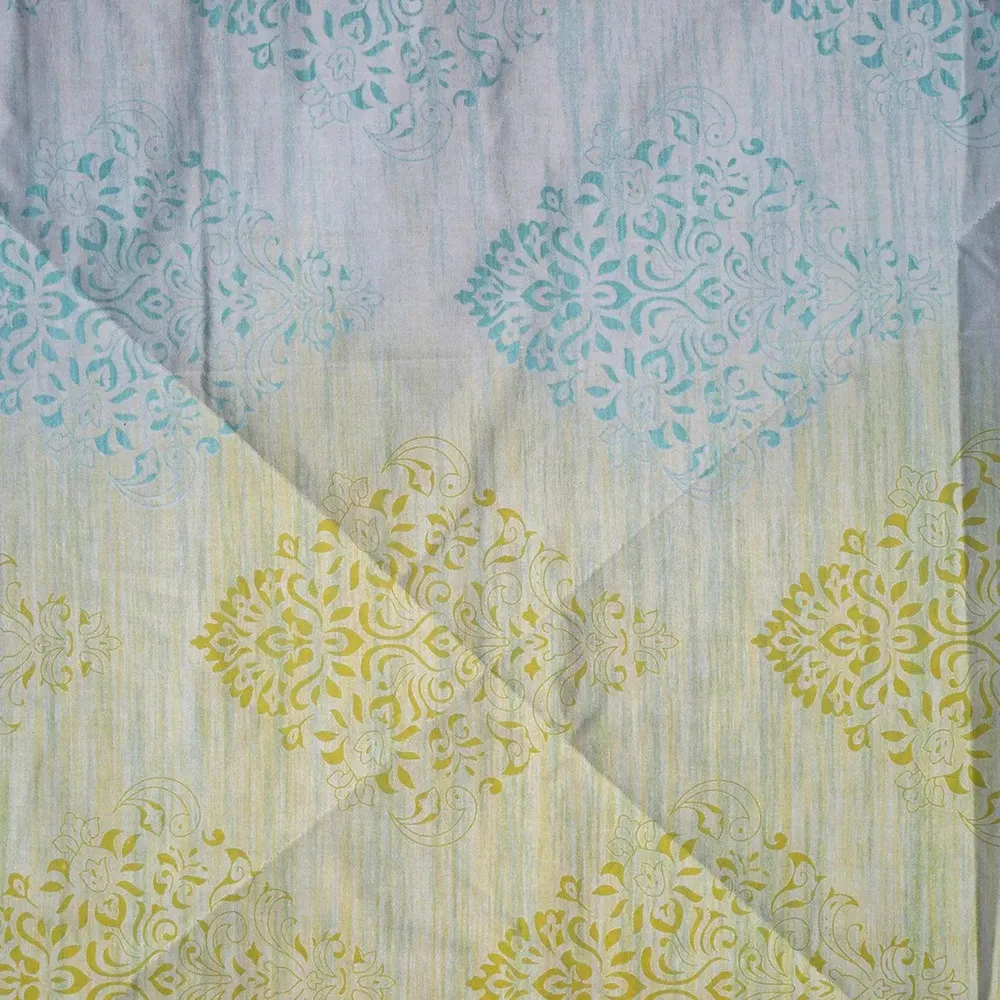 Swayam Ethnic Motif Design 150 GSM Pure Cotton Double Size AC Comforter , Green and Yellow