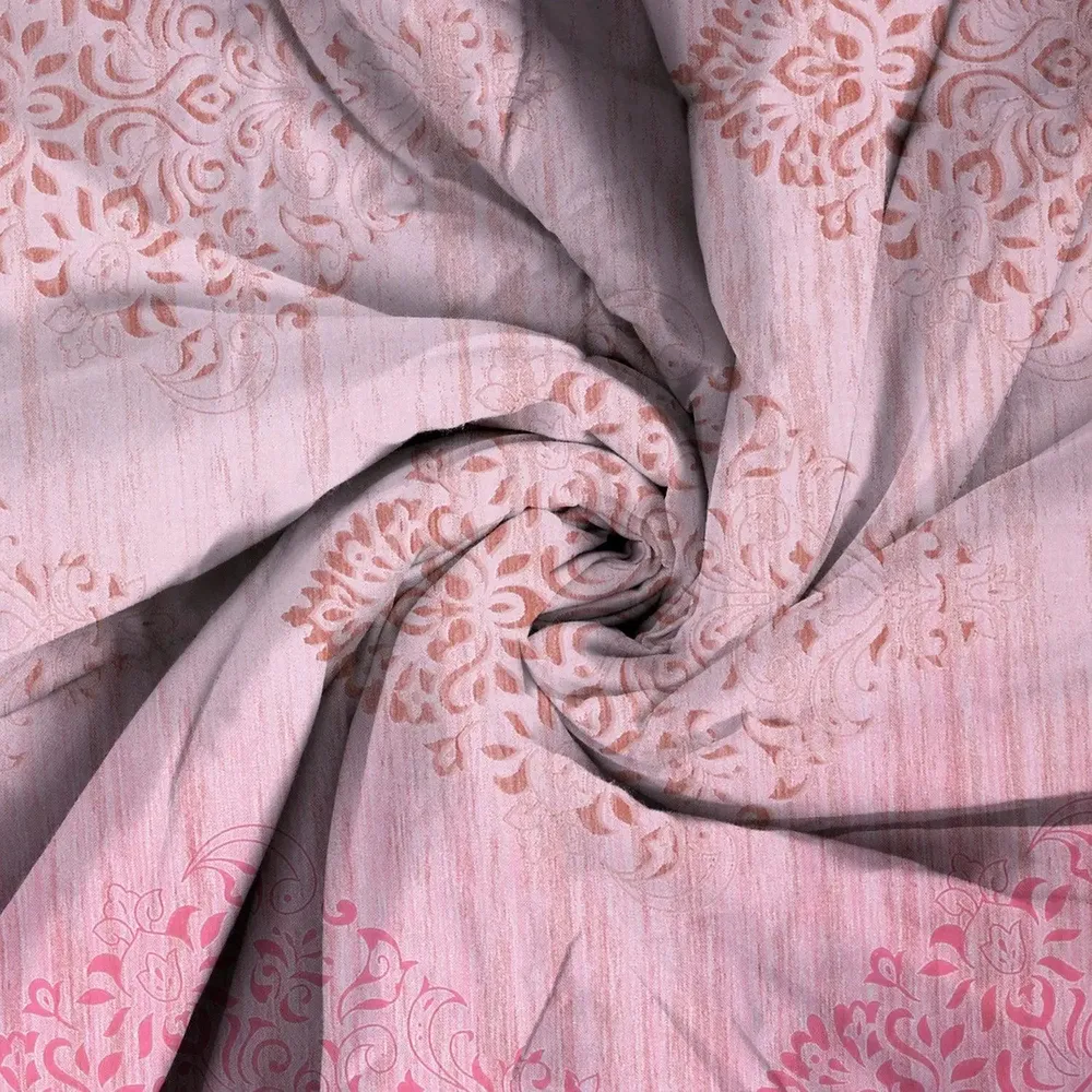 Swayam Ethnic Motif Design 150 GSM Pure Cotton Double Size AC Comforter , Light Pink and Dark Pink