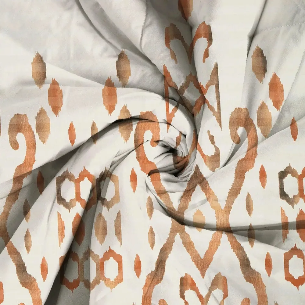 Swayam Ethnic Motif Design 150 GSM Pure Cotton Double Size AC Comforter , White and Orange
