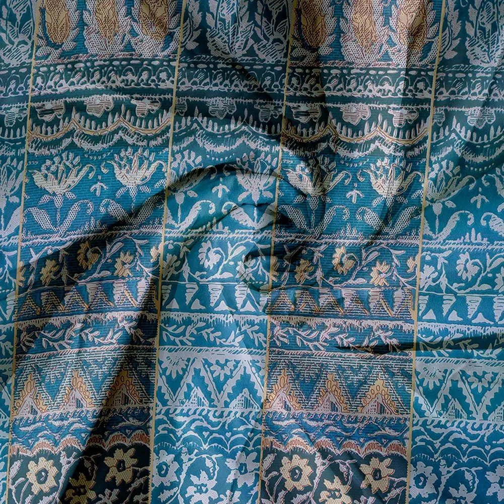Swayam Ethnic Motif Design 350 GSM Blended Cotton Double Winter Quilt , Blue and Orange