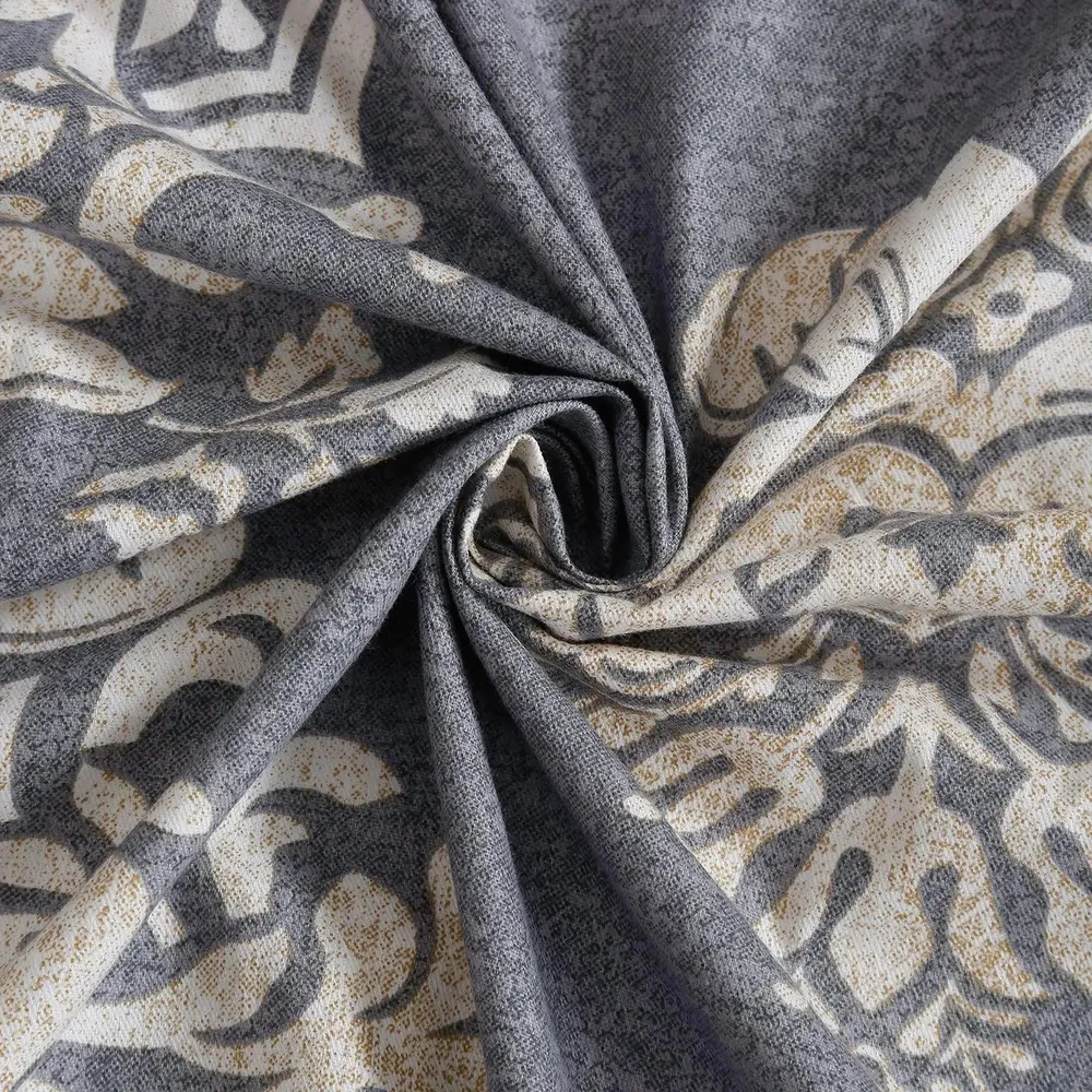 Swayam Ethnic Motif Design 350 GSM Pure Cotton Double Winter Quilt , Grey and White