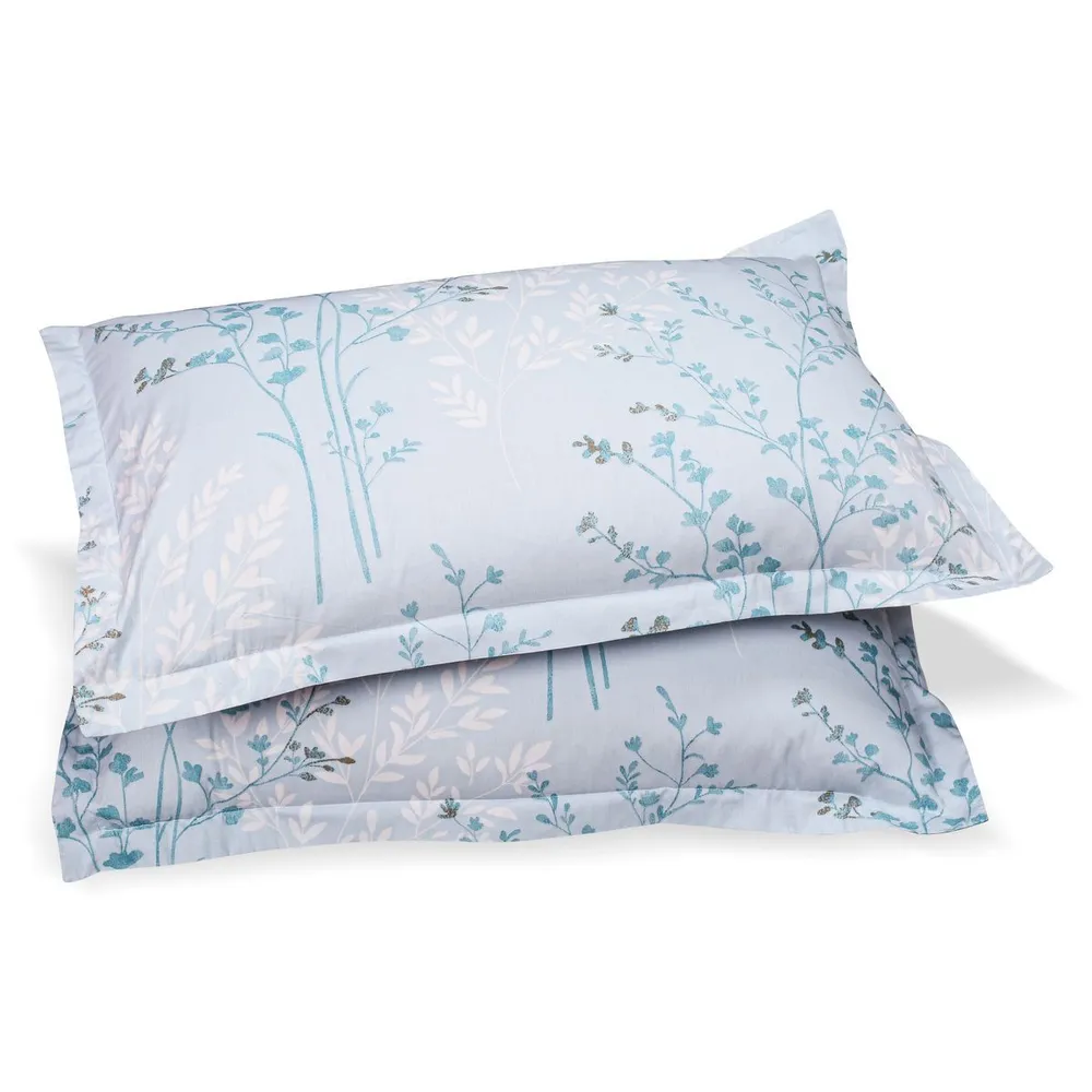 Swayam Flase Acacia paled white print Veda Extra Large Double Bedsheet with 2 pillow covers