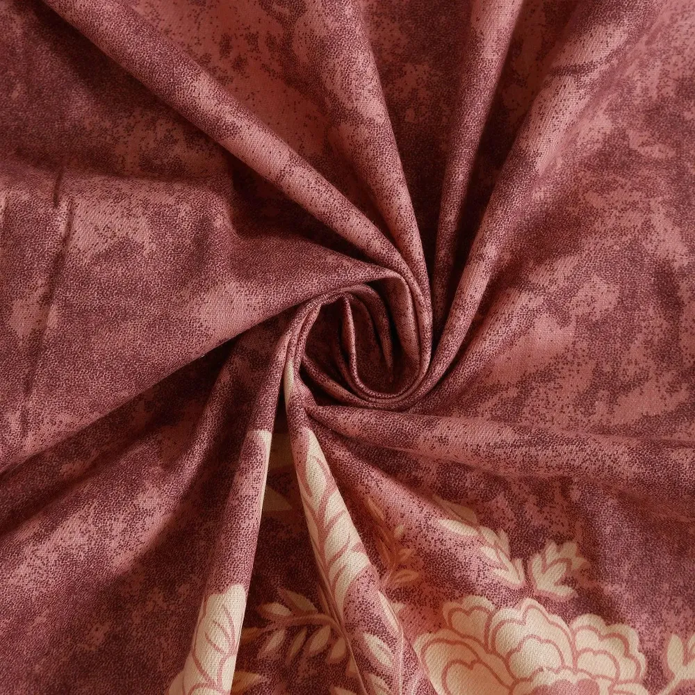 Swayam Floral Design 350 GSM Pure Cotton Double Winter Quilt , Brown and Off white