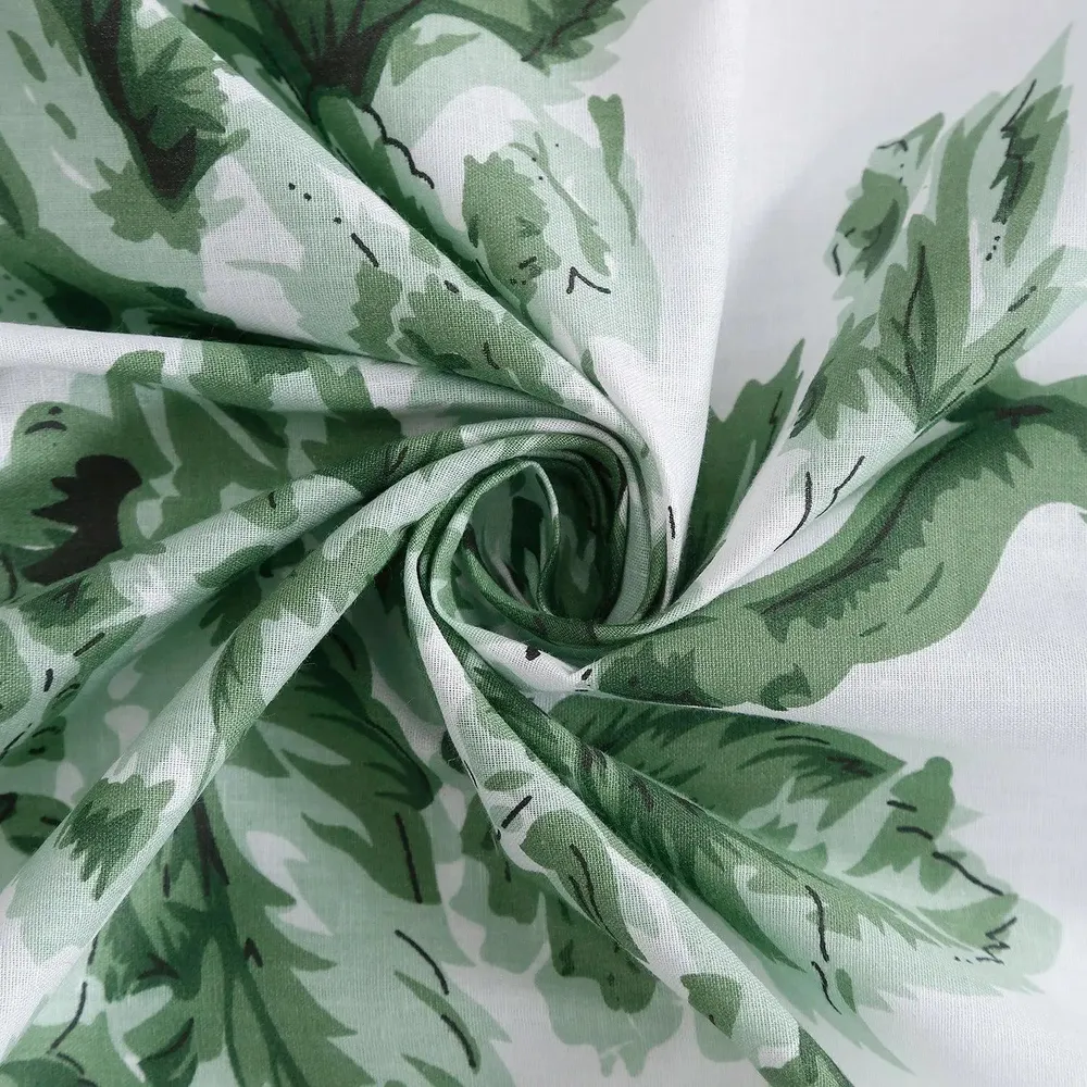 Swayam Floral Design 350 GSM Pure Cotton Double Winter Quilt , Green and White