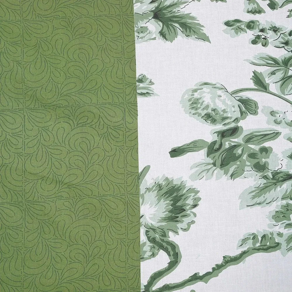 Swayam Floral Design 350 GSM Pure Cotton Double Winter Quilt , Green and White