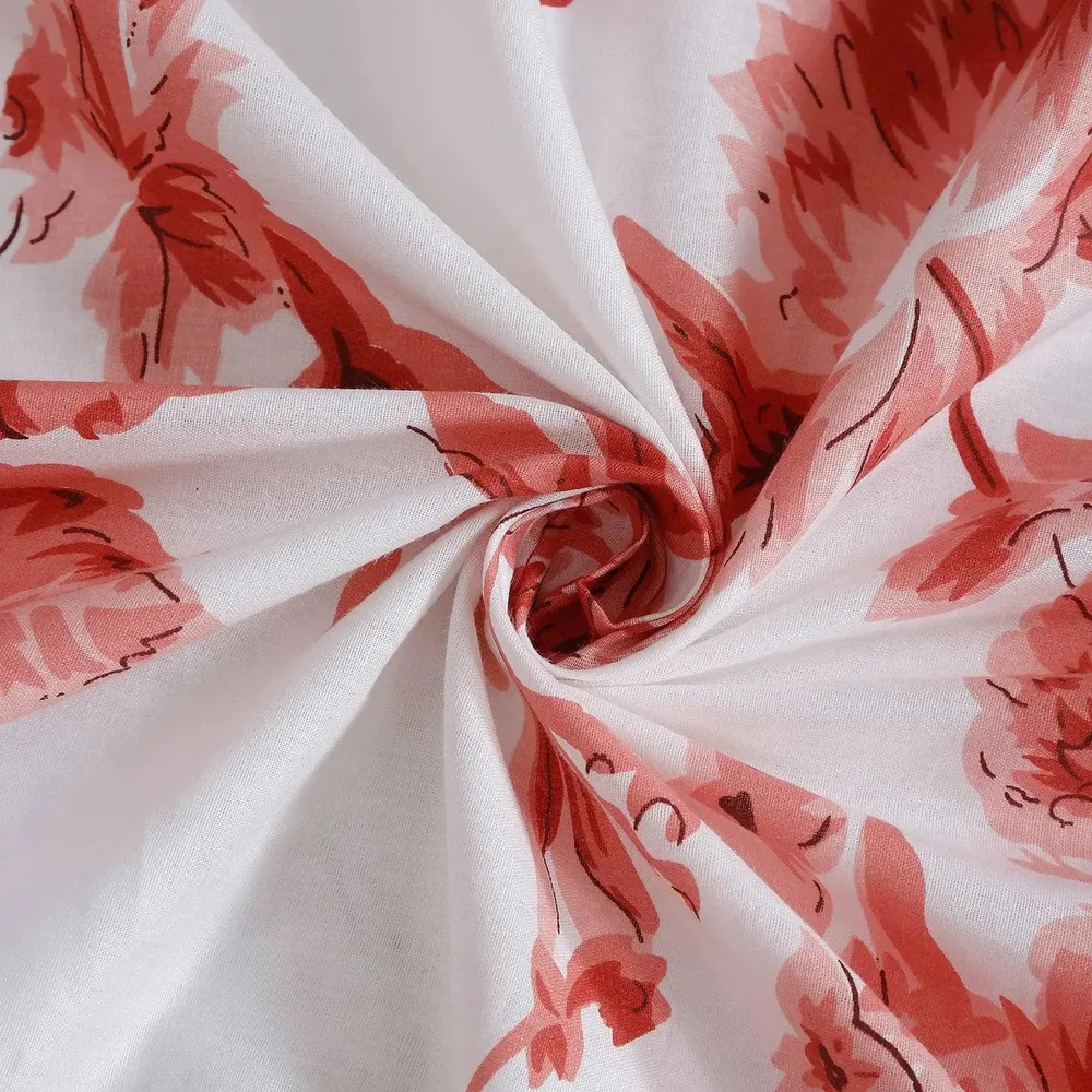 Swayam Floral Design 350 GSM Pure Cotton Double Winter Quilt , Orange and White