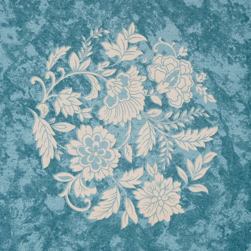Swayam Floral Design 350 GSM Pure Cotton Double Winter Quilt , Teal and Off white