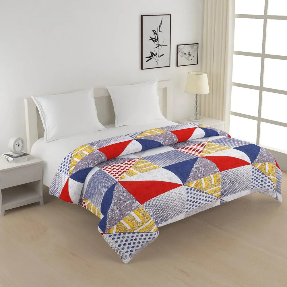 Swayam Geometric & Abstract Multicolor Blended Cotton Double Bed Comforter