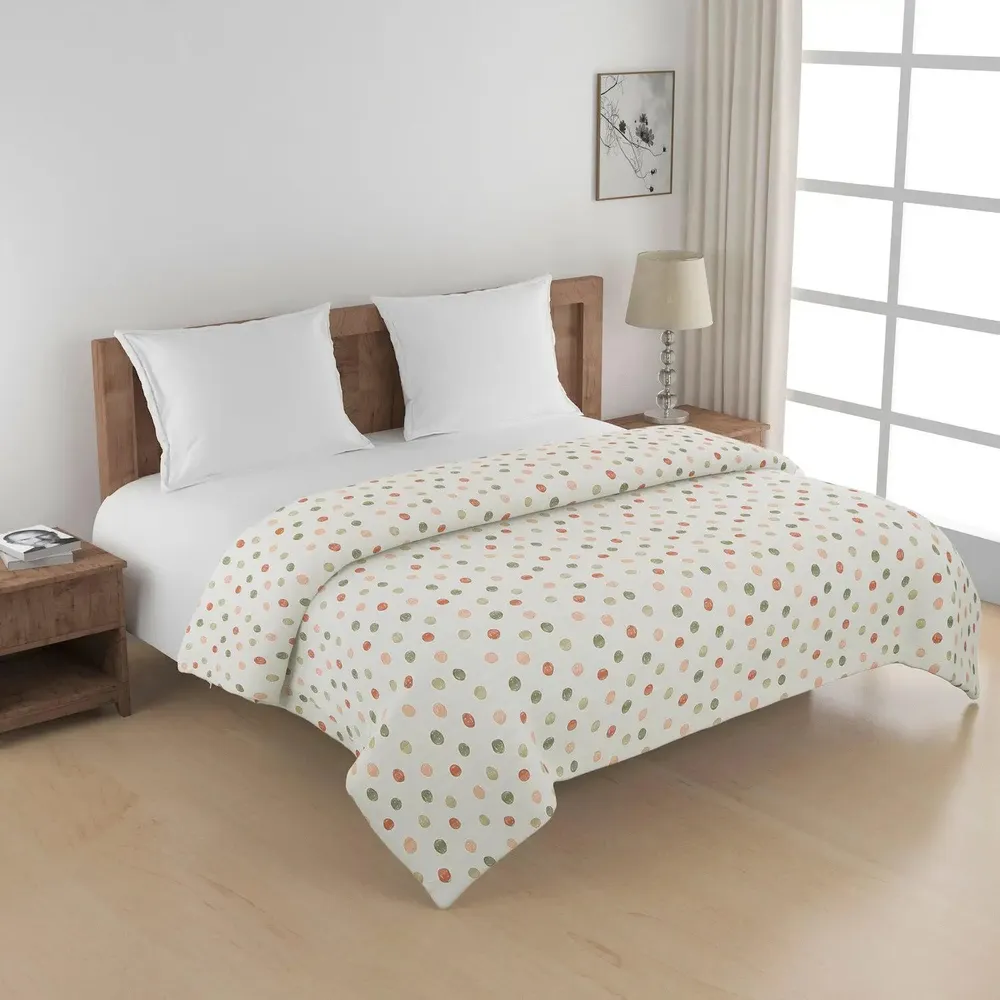 Swayam Geometric Design 150 GSM Pure Cotton Double Size AC Comforter , Green and Orange