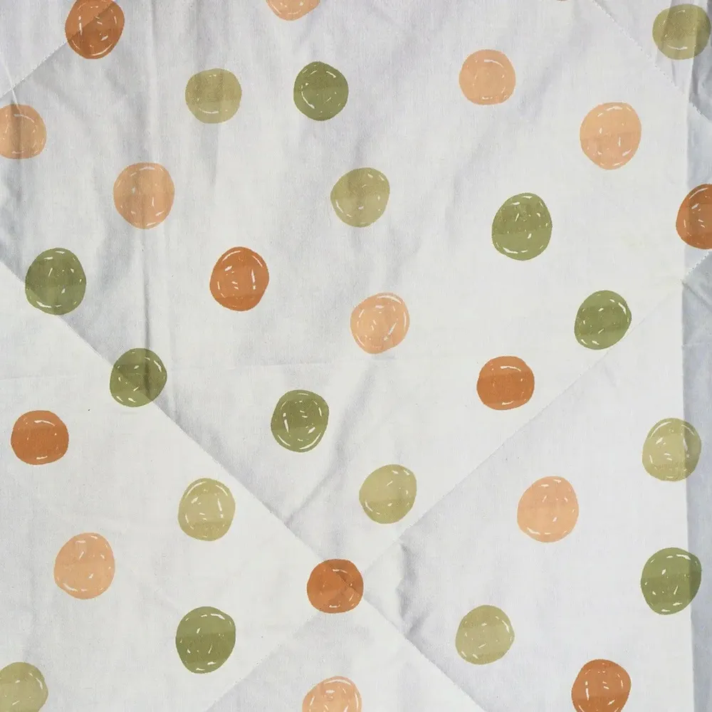 Swayam Geometric Design 150 GSM Pure Cotton Double Size AC Comforter , Green and Orange