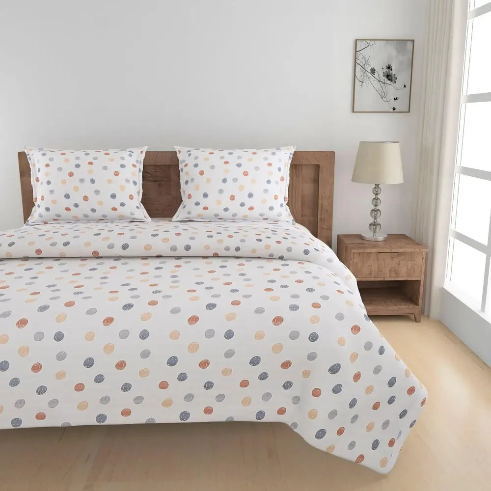 Swayam Geometric Design 150 GSM Pure Cotton Double Size AC Comforter , Grey and Orange