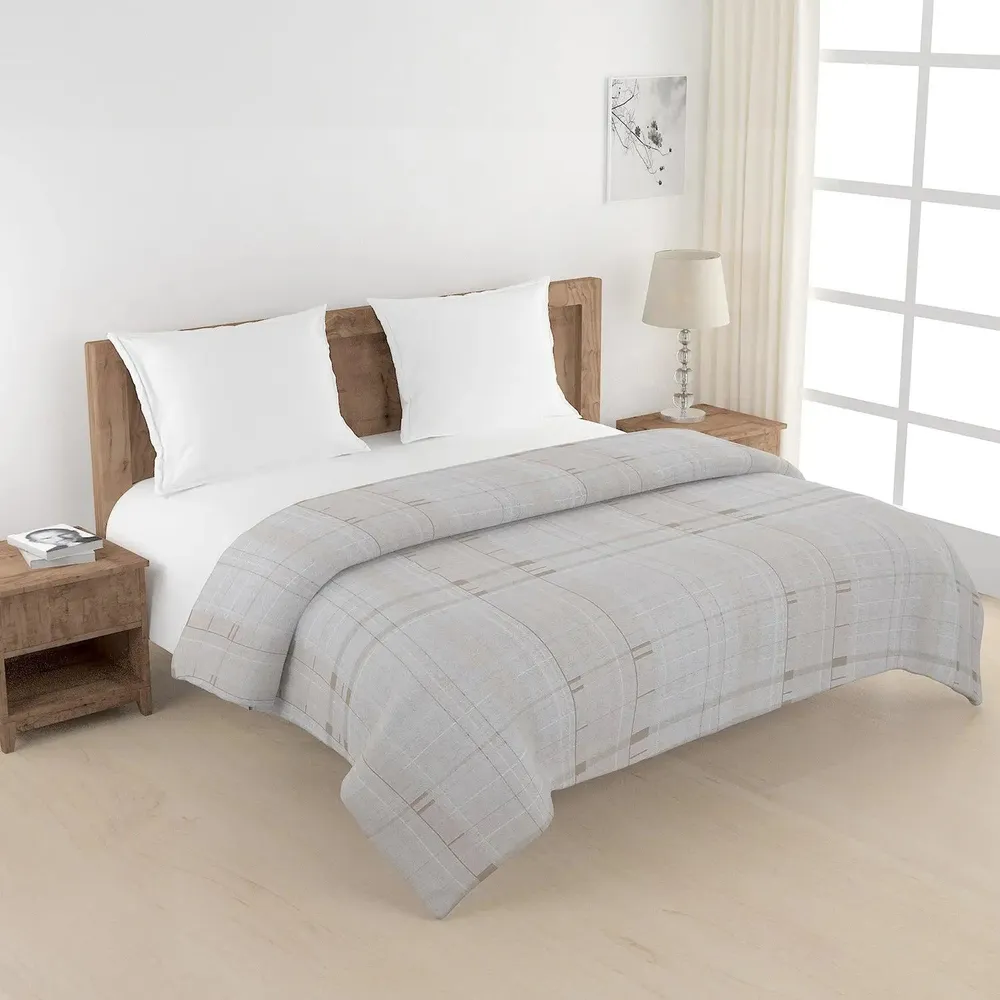 Swayam Geometric Design 350 GSM Pure Cotton Double Winter Quilt , Grey