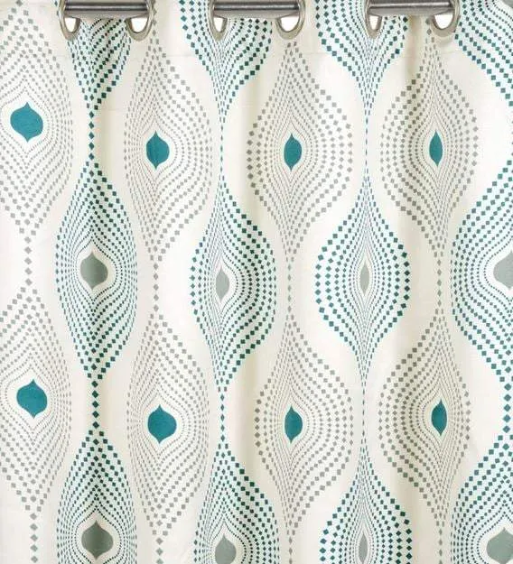 Swayam Geometric Off White Sigma Eyelet Window Curtain