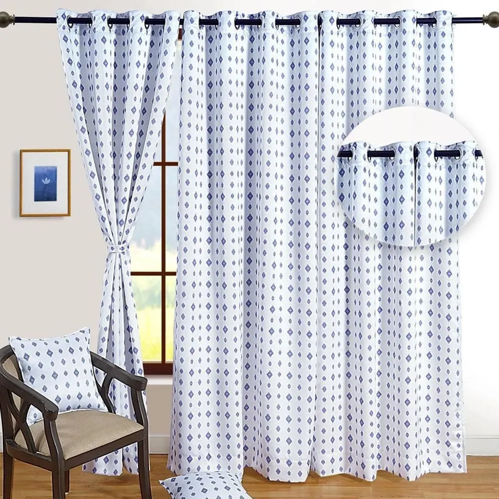 Swayam Geometric White Sigma Eyelet Door Curtain Regular Size Door Curtains