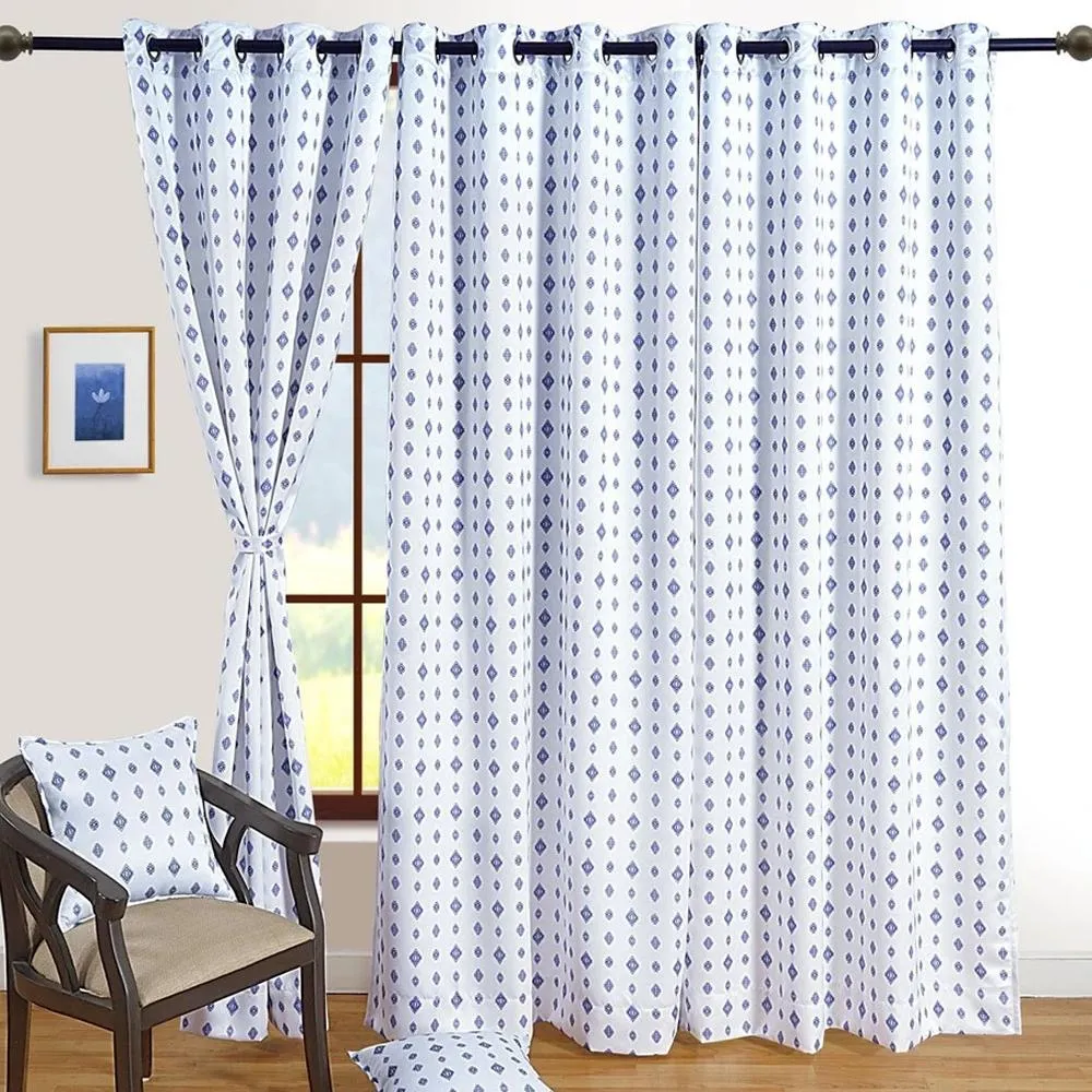 Swayam Geometric White Sigma Eyelet Window Curtain
