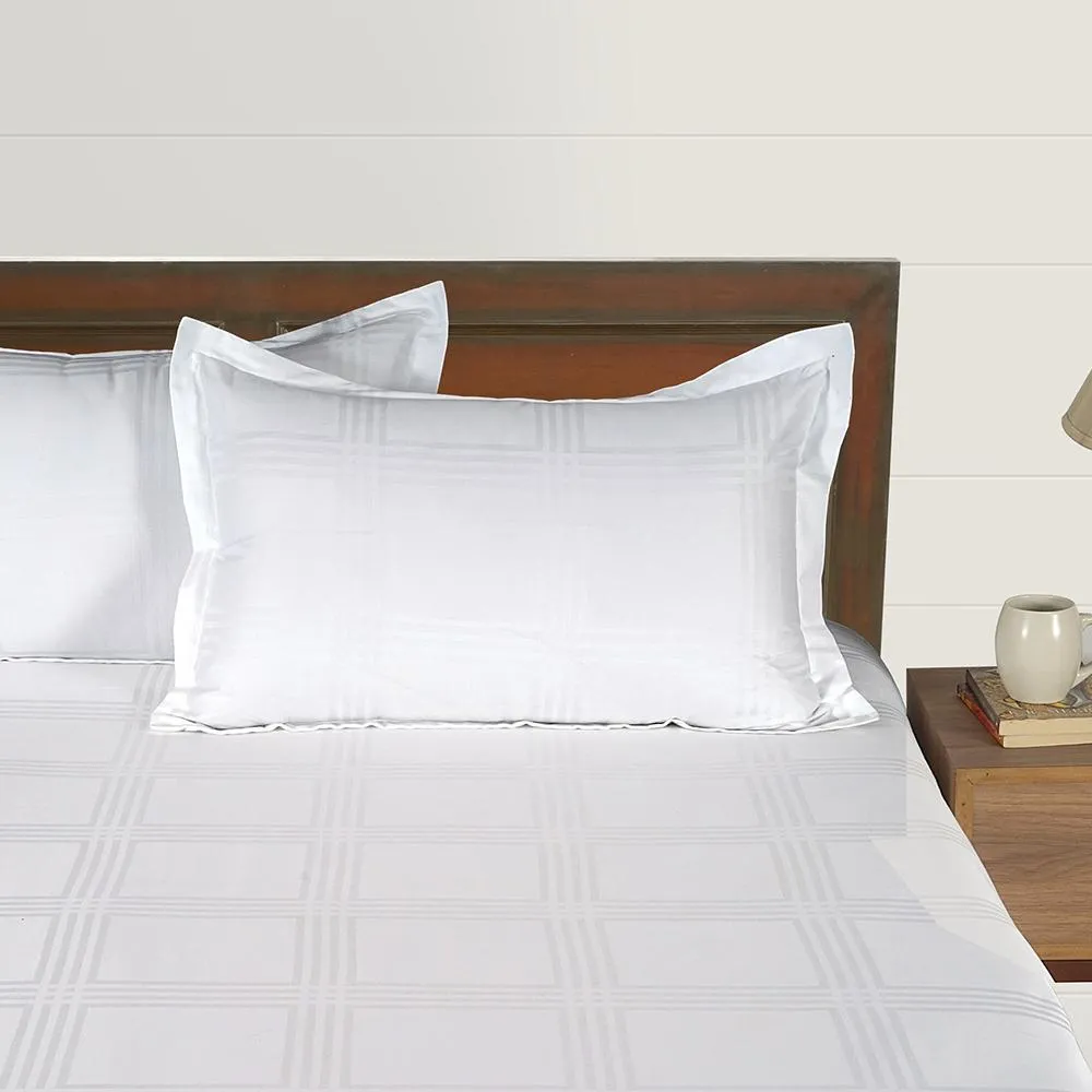 Swayam Gloss White Saffron Premium Fitted Bed Sheet with 2 pillow covers