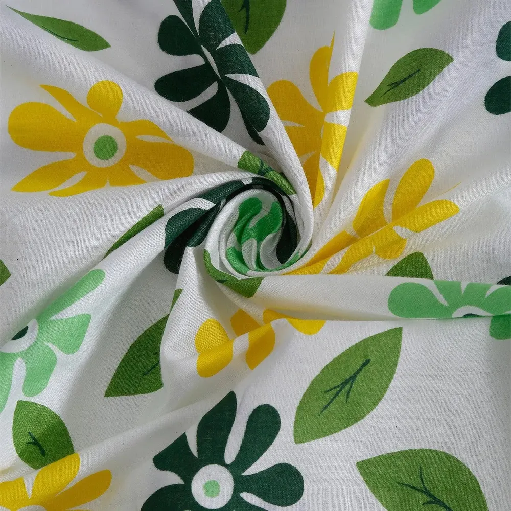 Swayam Green & Yellow Floral Designer Double Bed Winter Quilt