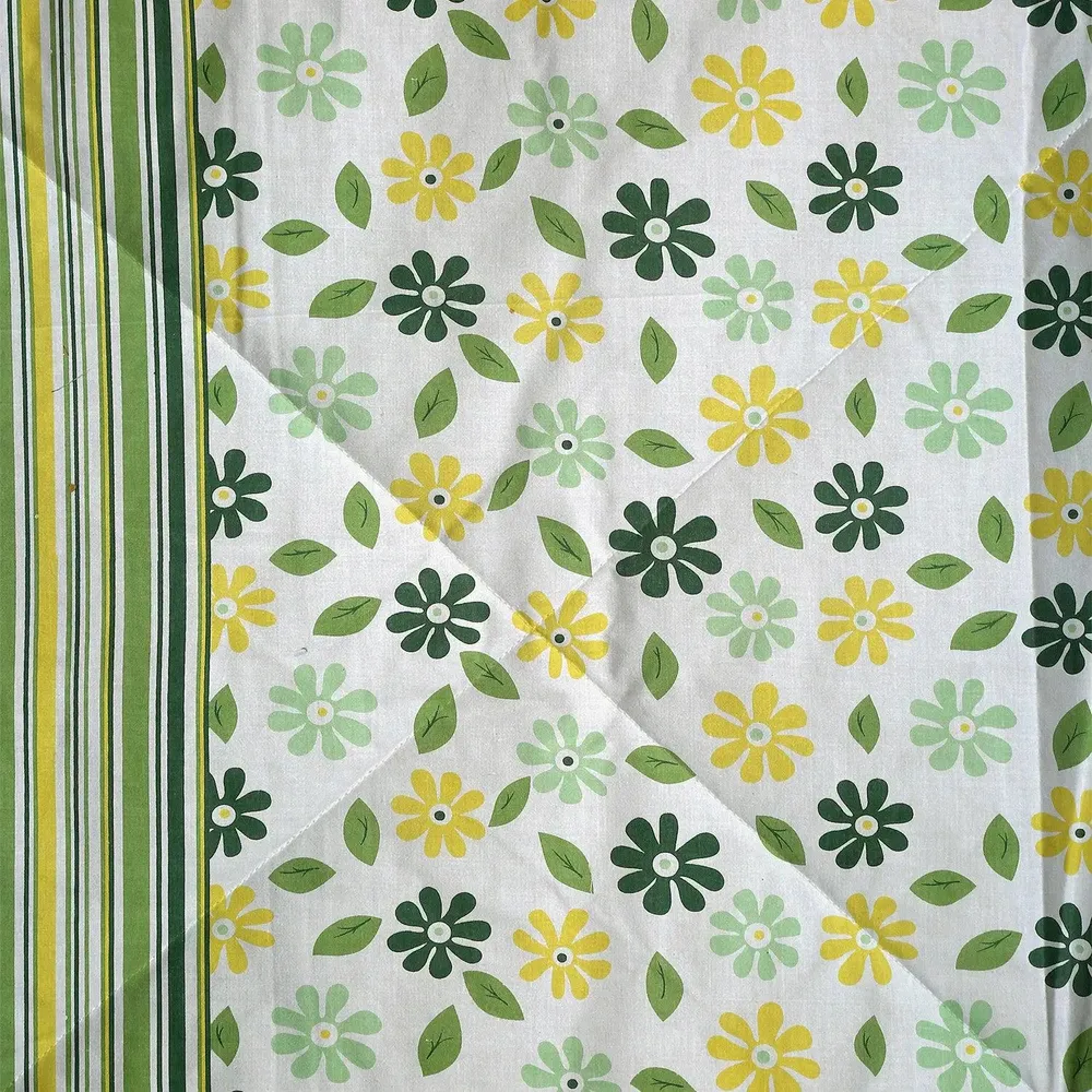 Swayam Green& Yellow Floral Printed Pure Cotton Double Bed Comforter