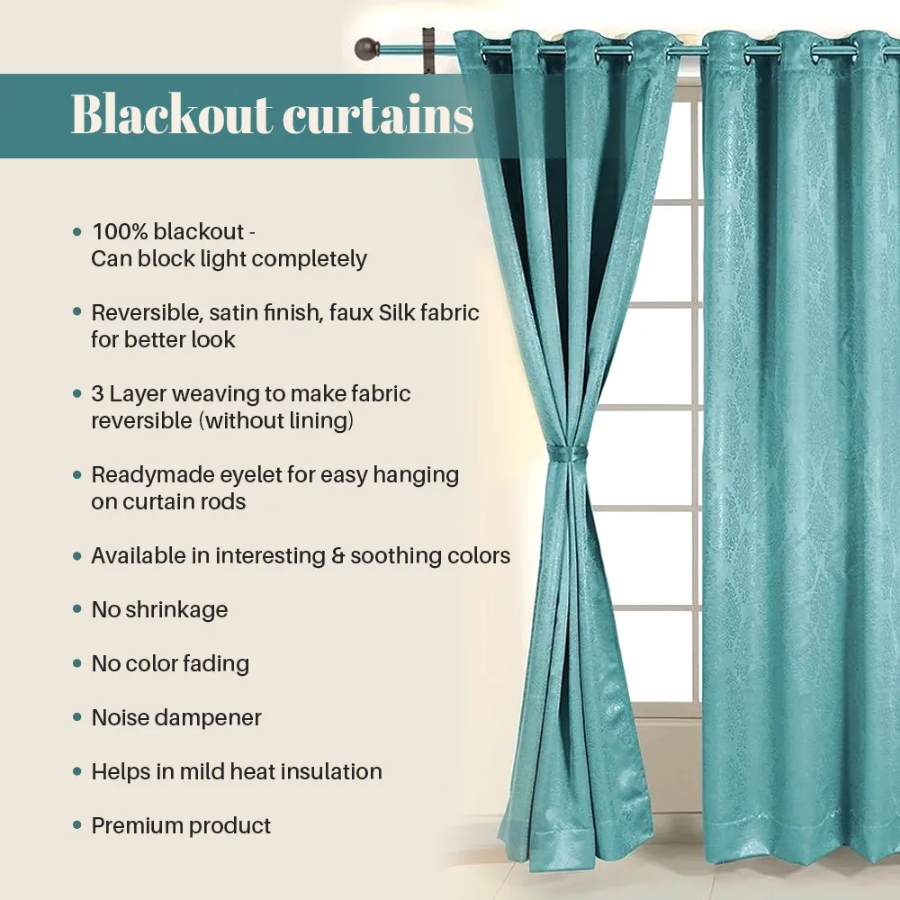 Swayam Grey Motif J&B Blackout Eyelet Door Curtain Long Door Curtains