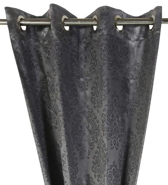 Swayam Grey Motif J&B Blackout Eyelet Door Curtain Long Door Curtains