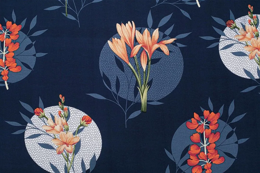 Swayam Lilies in the Dark Zinnia Bedding Set
