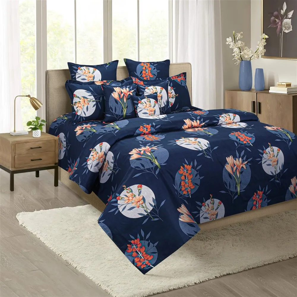 Swayam Lilies in the Dark Zinnia Double Bedsheet with 2 pillow covers Double Bedsheet (90 x 108 Inches)