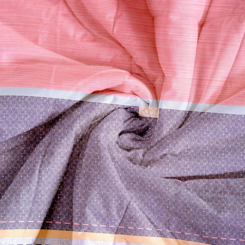 Swayam Linear Design Pink &amp; Blue Blended Cotton Double Bed Comforter