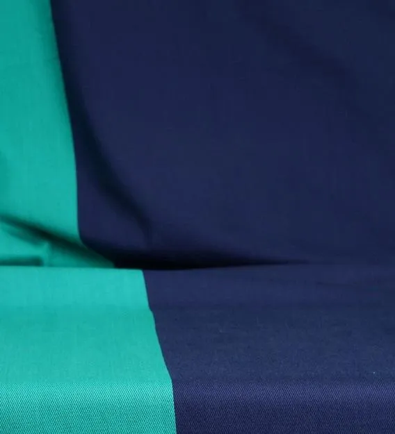 Swayam Magical Linea Striped Blue & Green Fitted Double Bedsheet