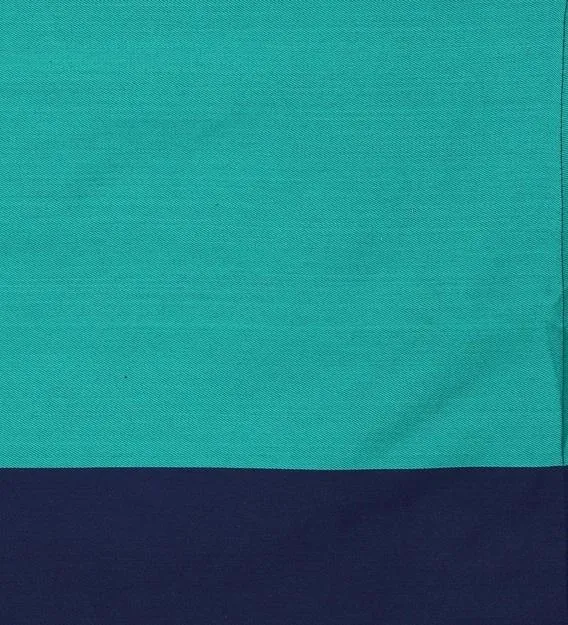 Swayam Magical Linea Striped Blue & Green Fitted Double Bedsheet