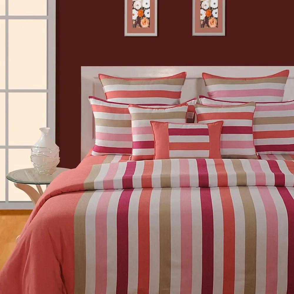 Swayam Magical Linea Striped Magenta & Pink Double Bedsheet Double Bedsheet (90 x 108 inch)