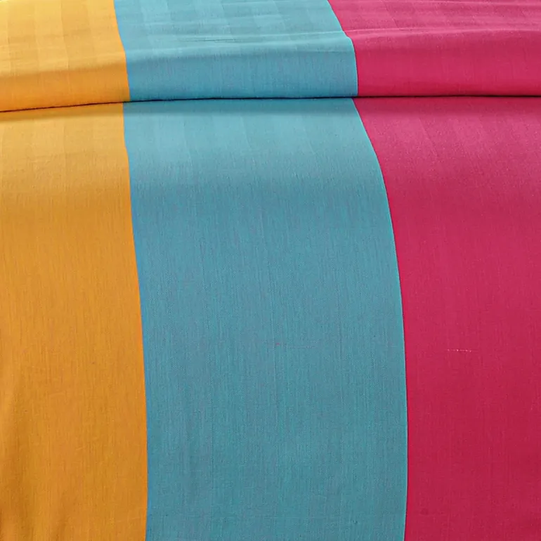 Swayam Magical Linea Yellow & Pink Striped Cotton Double Bed Sheet Double Bedsheet
