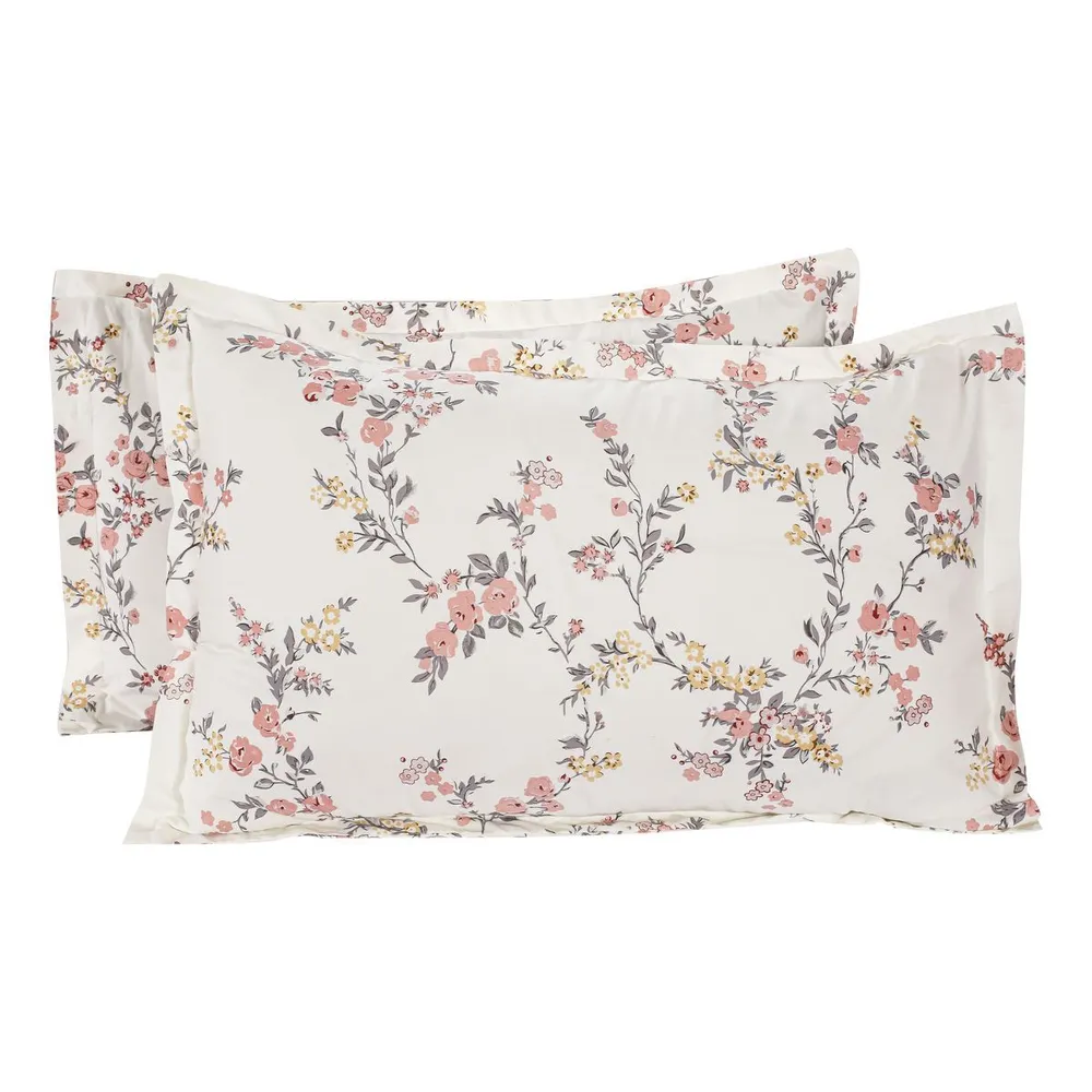 Swayam Malus Pink Barron florel Veda Extra Large Double Bedsheet with 2 pillow cover