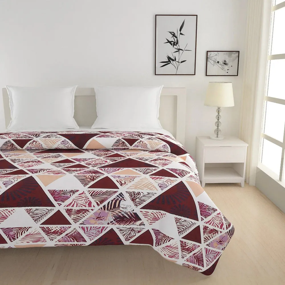 Swayam Maroon Triangles Designer Blended Cotton Double Bed Comforter
