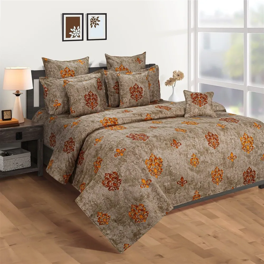 Swayam Medallion Color Print Zinnia Double Bedsheet with 2 pillow covers Double Bedsheet (90 x 108 Inches)